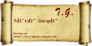 Törő Gergő névjegykártya